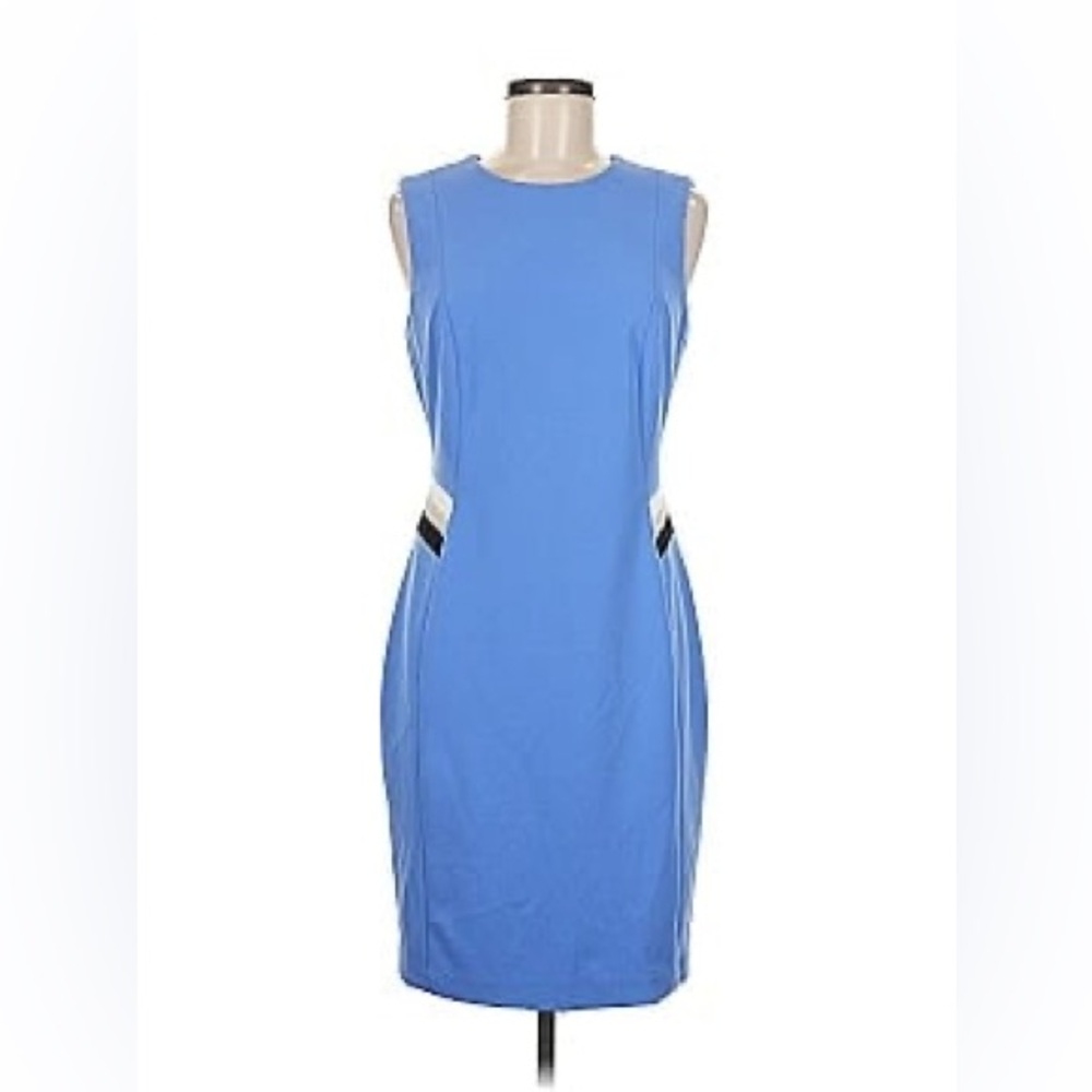 NWT Tommy Hilfiger Blue Mini Dress 8 | Chic Colorblock White & Black Accents